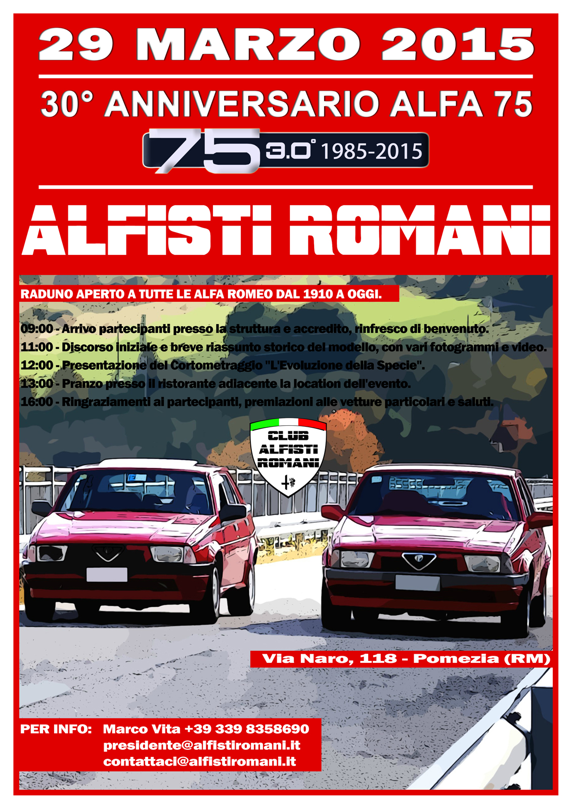 30°Anniversario Alfa 75 1985 – 2015 – L’Evoluzione della Specie